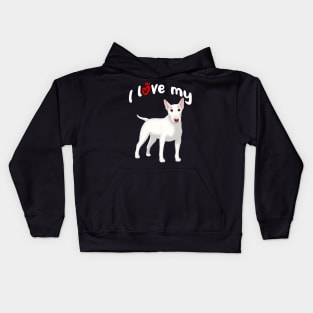 I Love My White Bull Terrier Dog Kids Hoodie